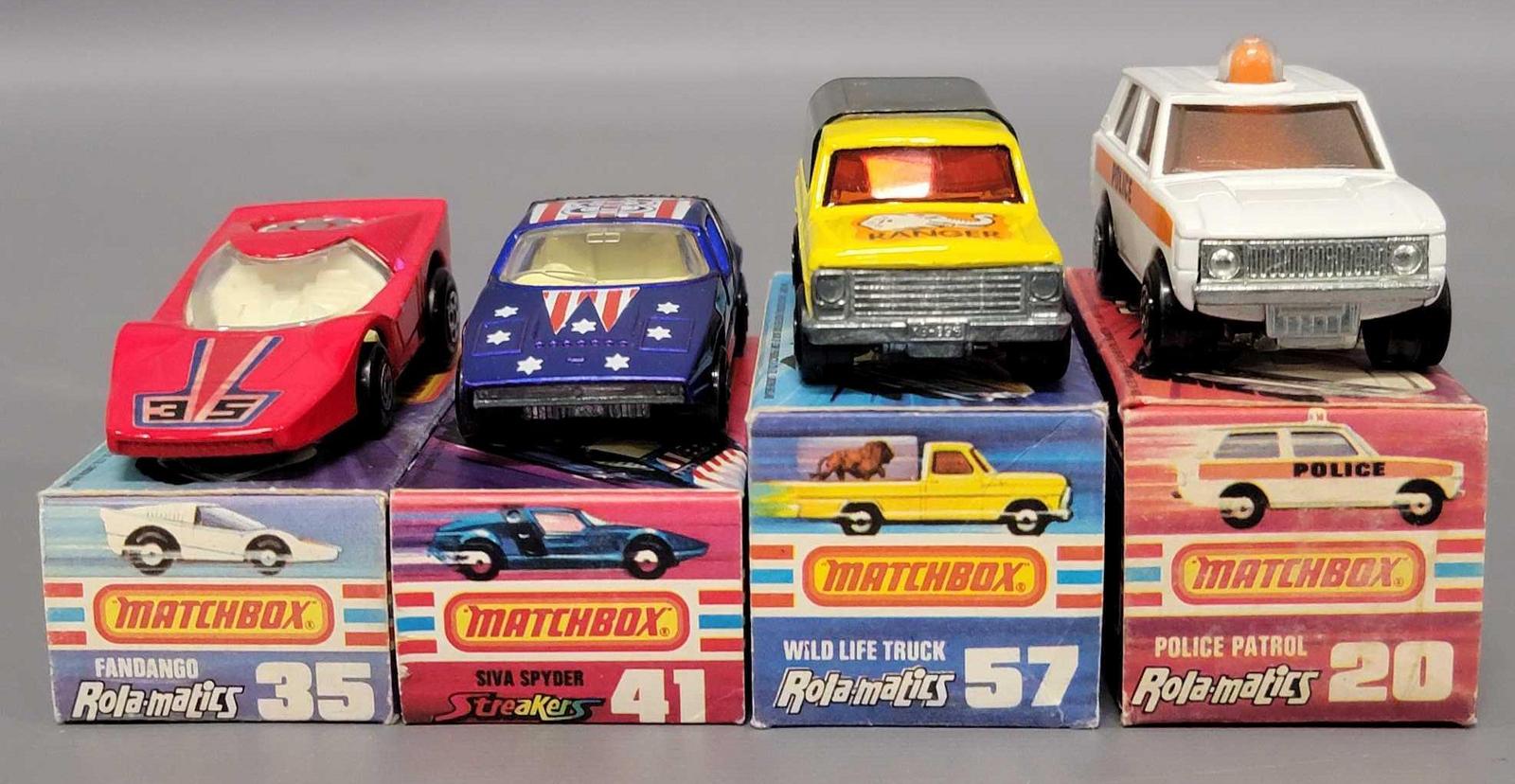 Four Lesney Matchbox Rol A Matics Cars In Original Boxes