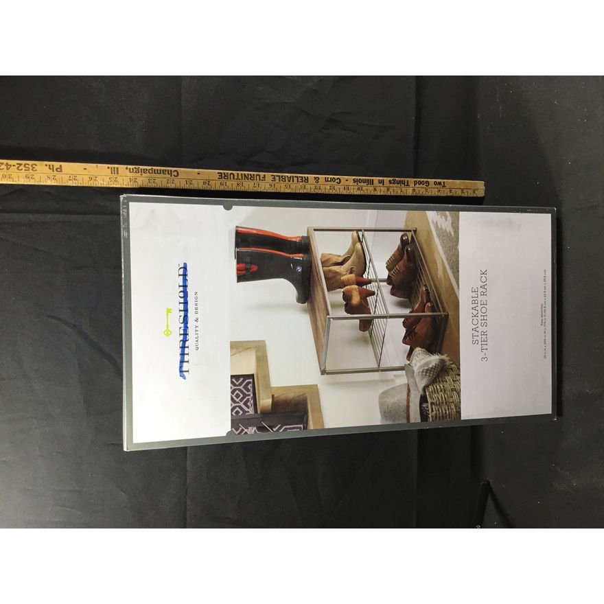 Threshold Stackable 3-Tier Shoe Rack 20x24 3/4x11 3/4in