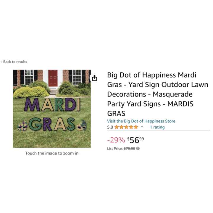 Big Dot Of Happiness Mardi Gras Outdoor Yard Sign