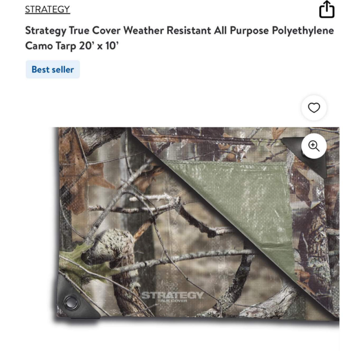Strategy True Cover Weather Resistant All Purpose Camo Tarp 20'x10'