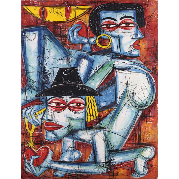 Painting, Cubist Composition with Two Figures