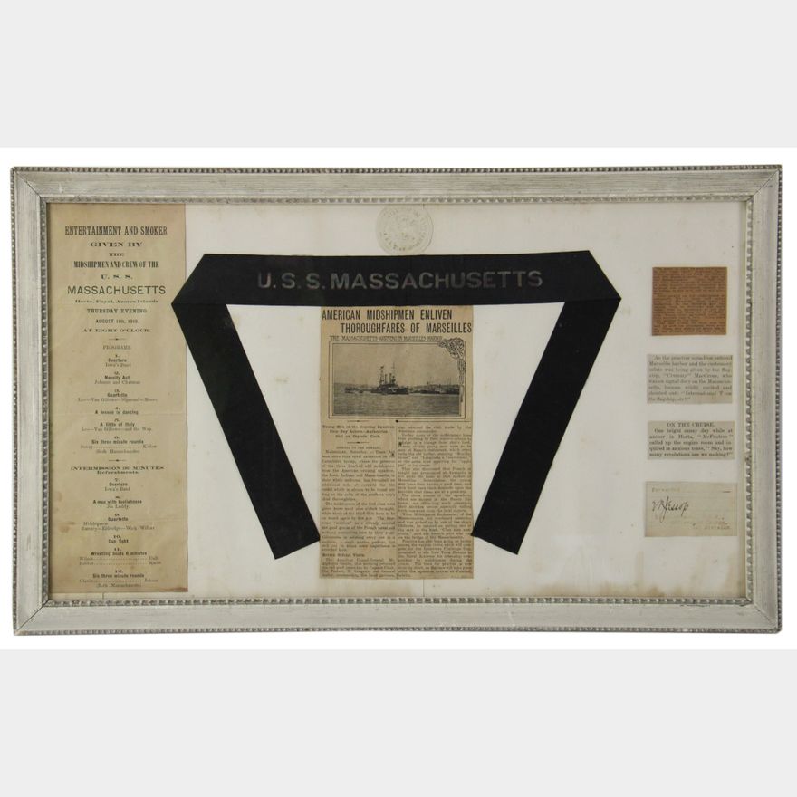 Massachusetts Ribbons USS Massachusetts Hatband Ribbon Circa 1910 | Kaminski Auctions