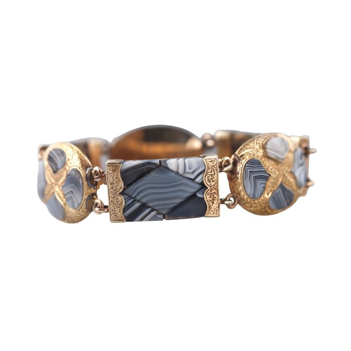 Scottish Agate 14k Yellow Gold Bracelet