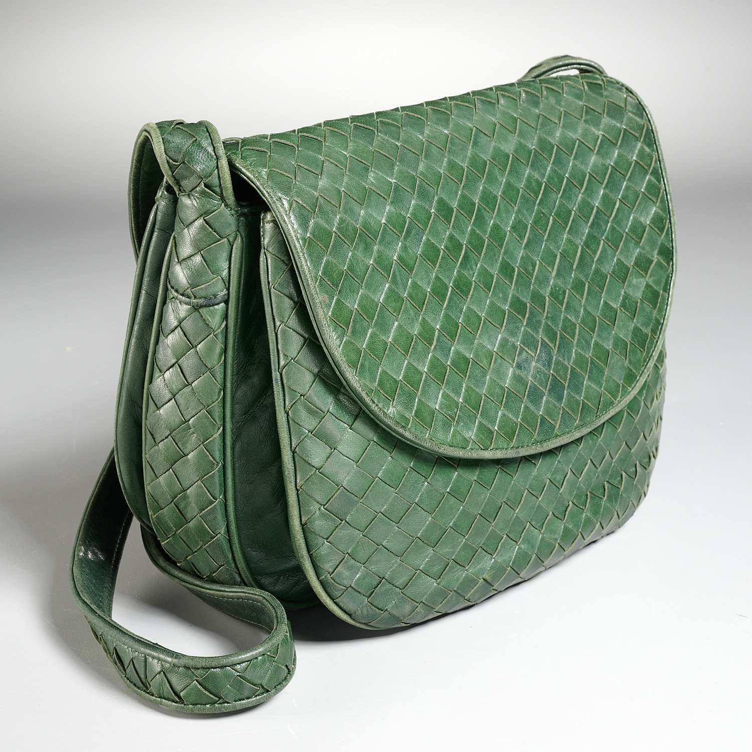 Bottega Veneta Green Intrecciato Woven Leather Crossbody Bag Bottega Veneta