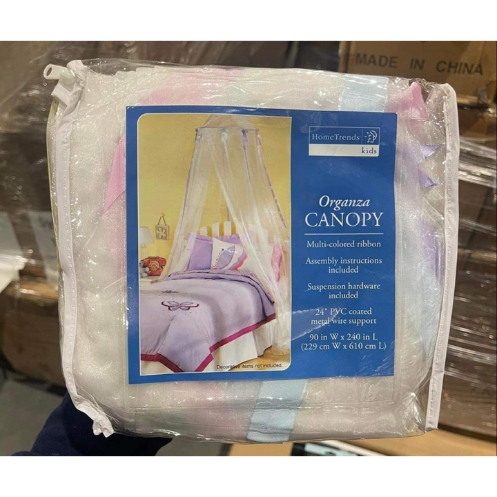 Home Trends Kids Organza Canopy - Multi-Colored Ribbon 90"x240"