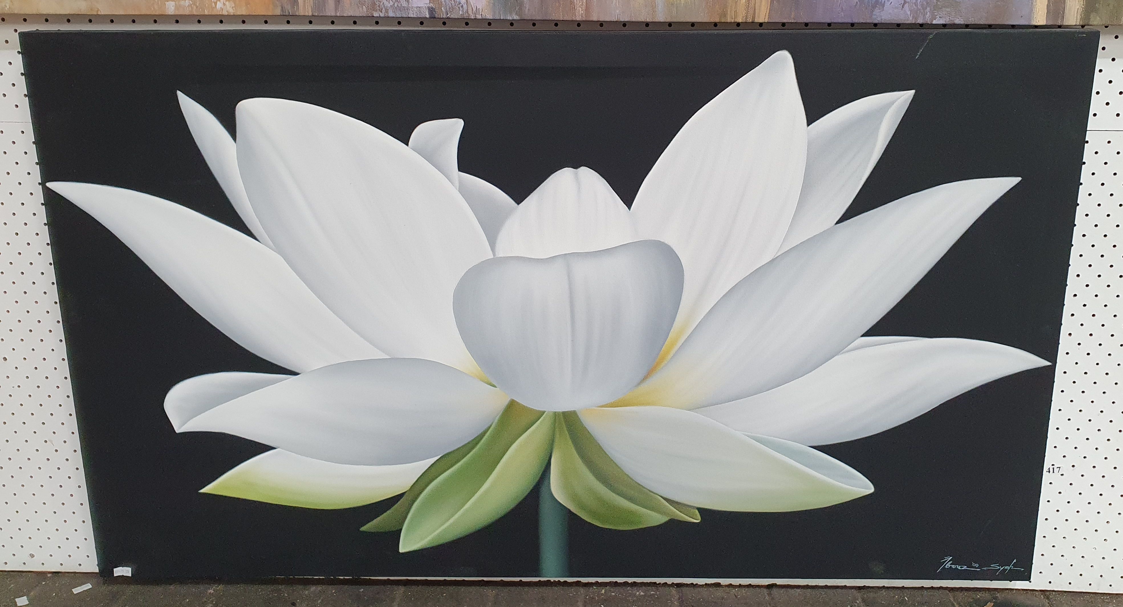 417 · TWO VARIOUS PAINTED CANVAS PICTURES