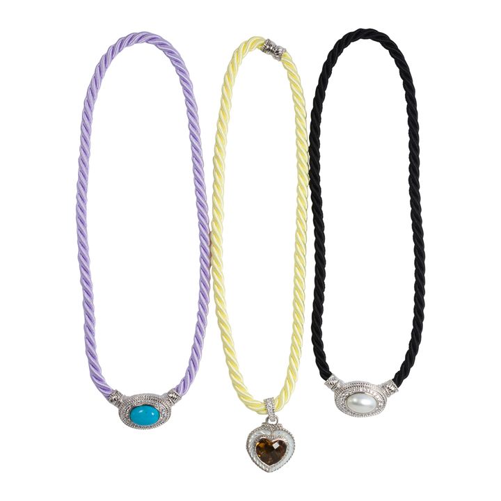 Judith Ripka, a group of colored rope jewelry
