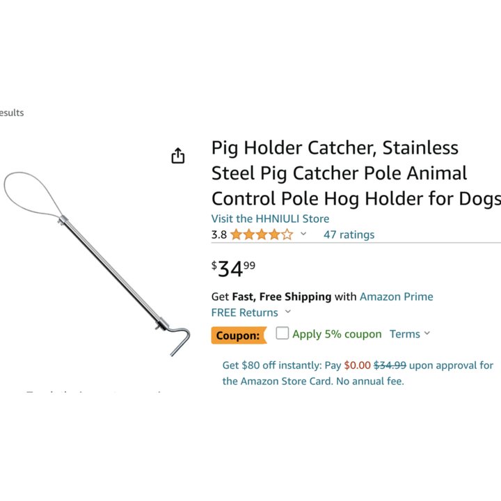 Stainless Steel Aminal Catcher Pole 52inches