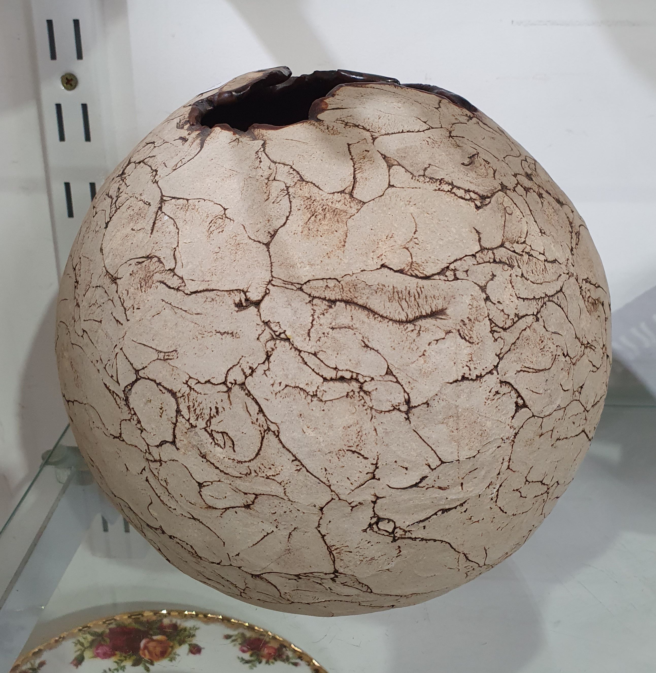 Mid-Century Organic Ceramic Spherical Vase