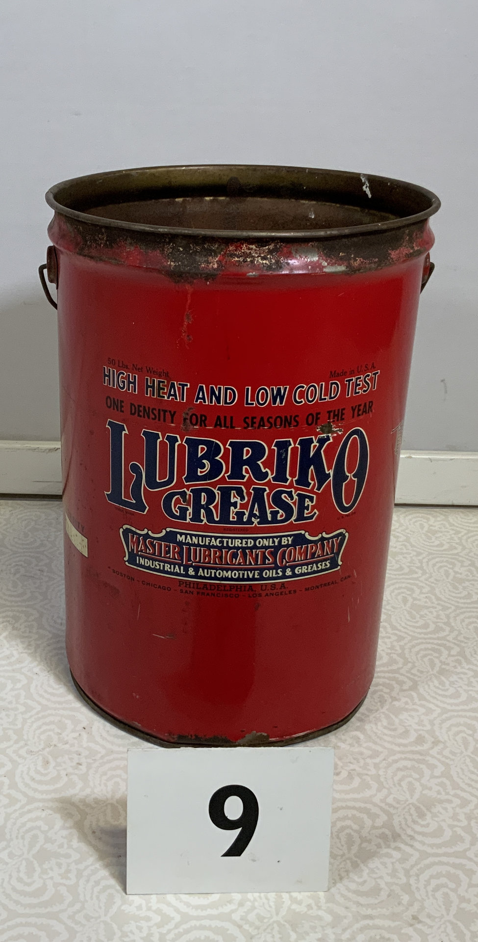 Lubriko Grease Can Teel Auctions