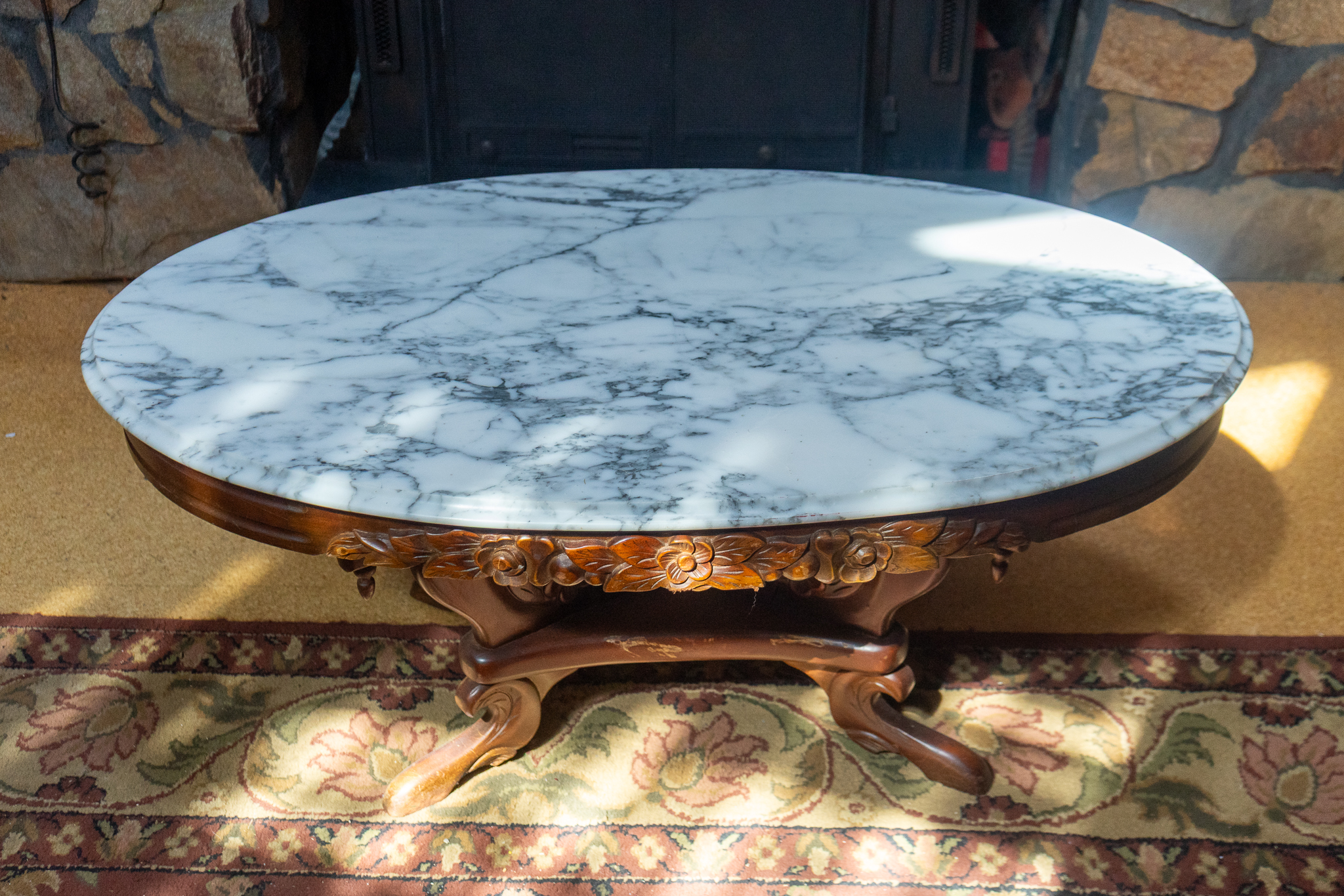 Reproduction Victorian Marble Top Coffee Table | Harritt Group, Inc