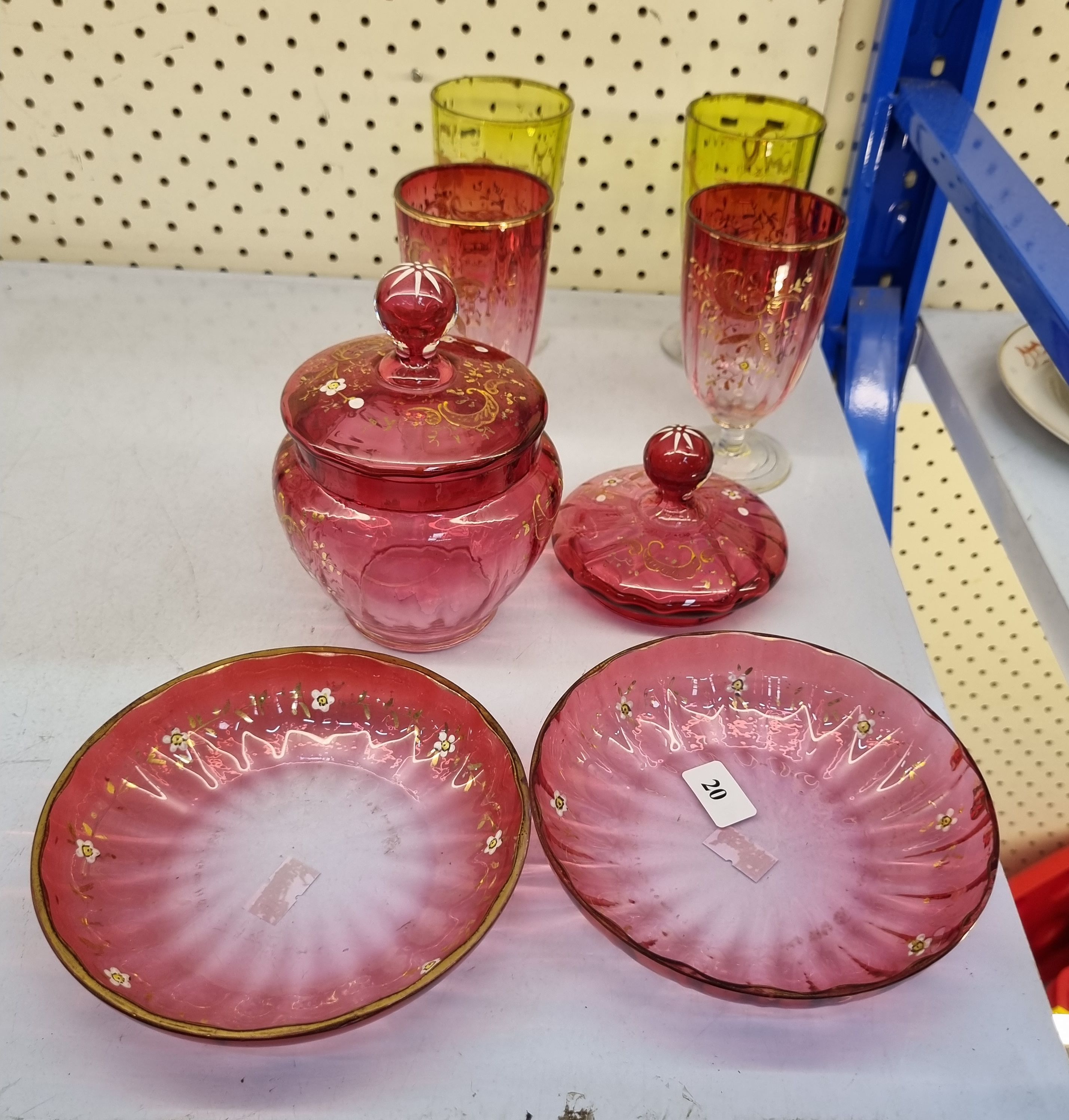 20 · A GROUP OF BOHEMIAN RUBY GLASS