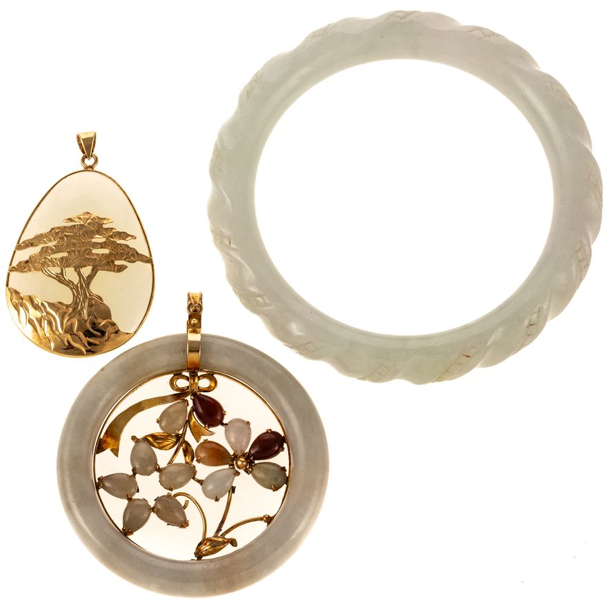 Three Pieces of Jade & Gold