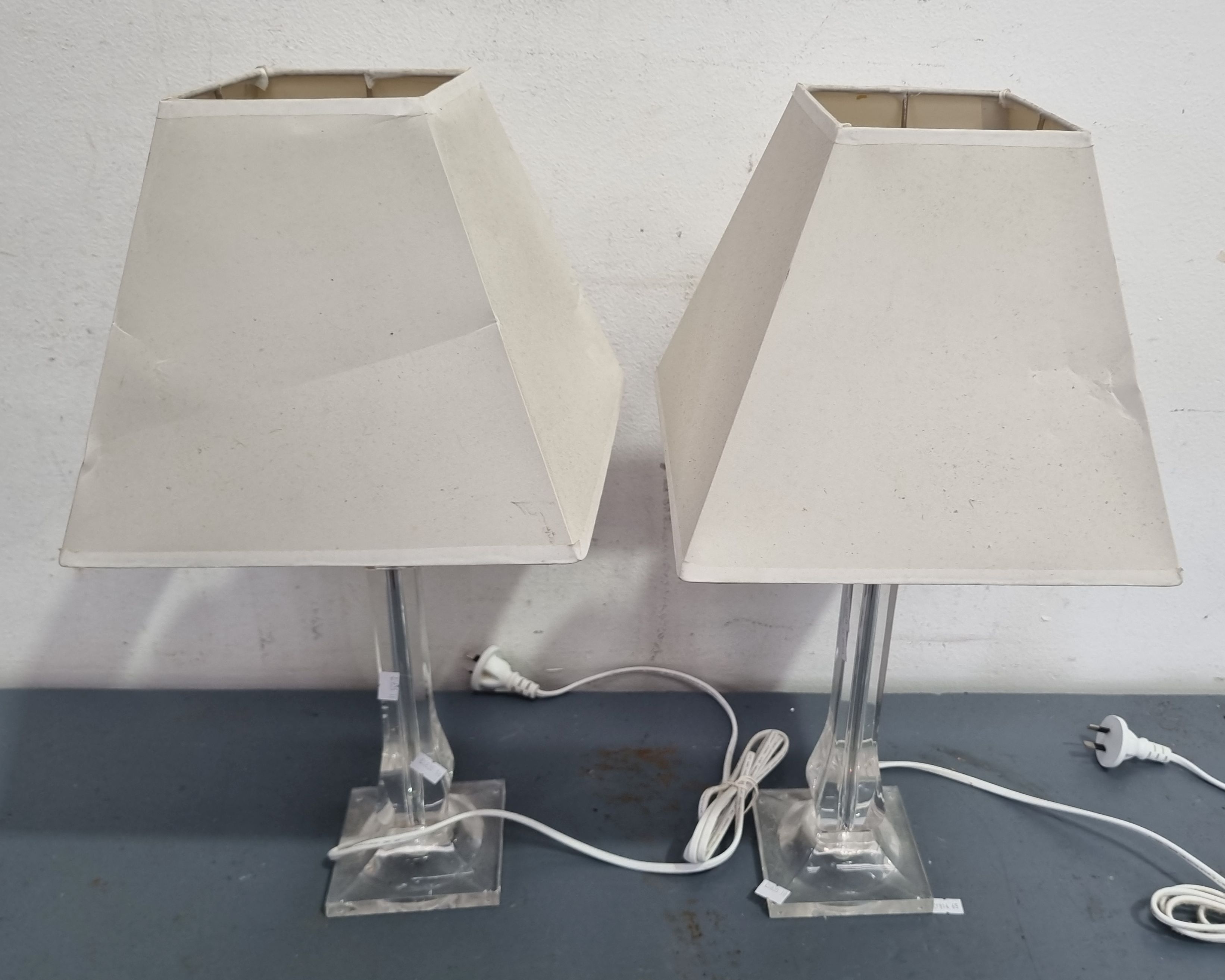 A Pair Of Perspex Table Lamps