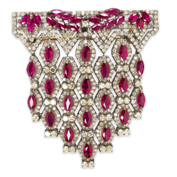 A ruby and diamond brooch