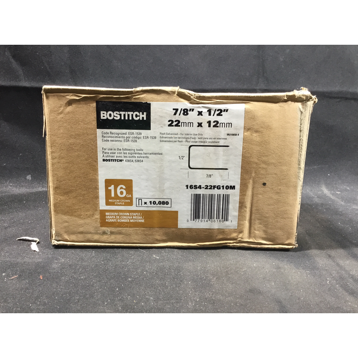 Bostitch 7/8"x1/2" Medium Crown Staple 16 Gauge 10,080ct