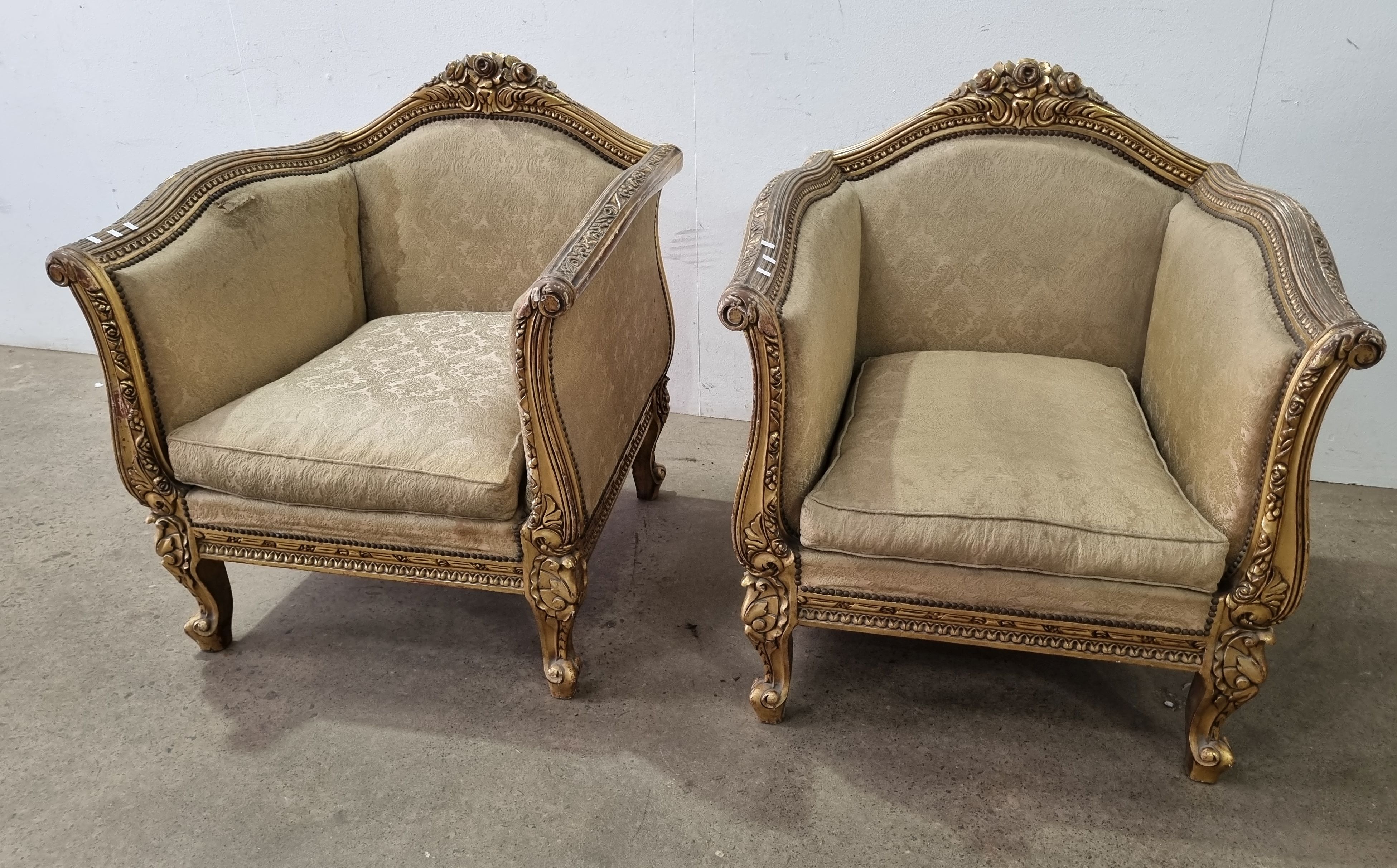 A Pair Of Gilt French Style Chairs