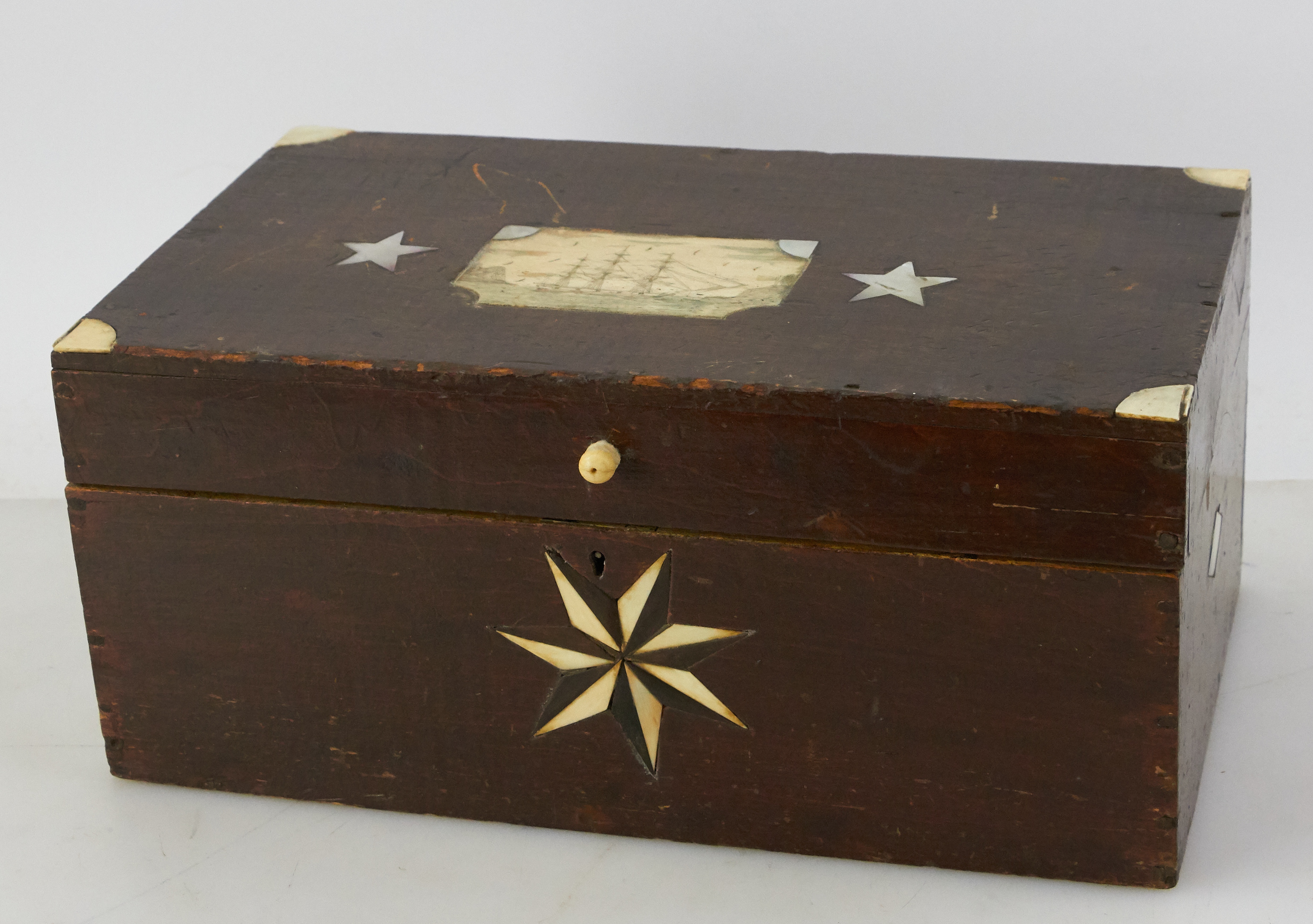 19thC Sailor Box with Scrimshawed Ship | Kaminski Auctions