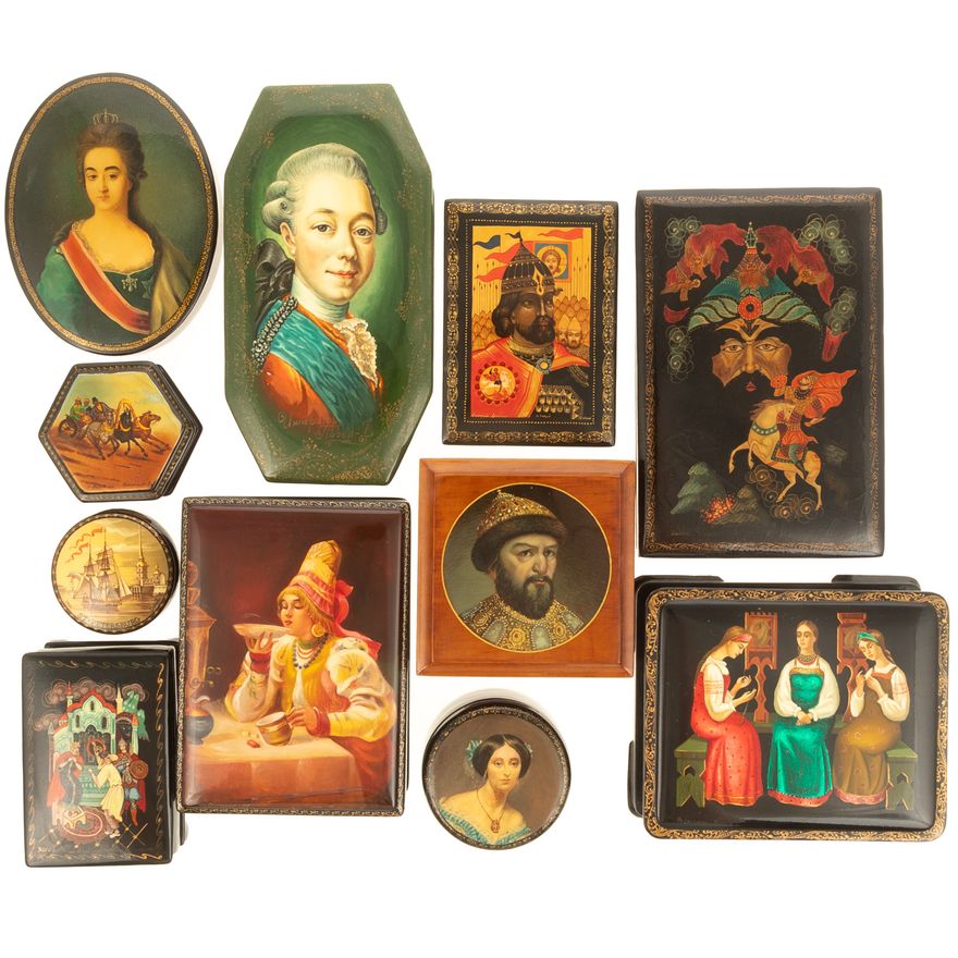 11 Assorted Russian Lacquer Boxes