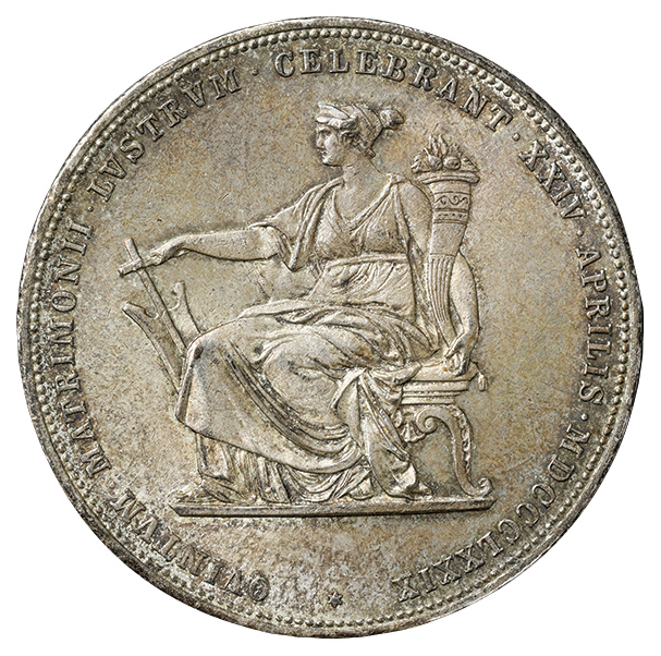オーストリア 銀貨 2グルデン 銀婚式 １枚 オーストリア 1879年銘 2グルデン大型銀貨 銀婚式記念 Austria 2