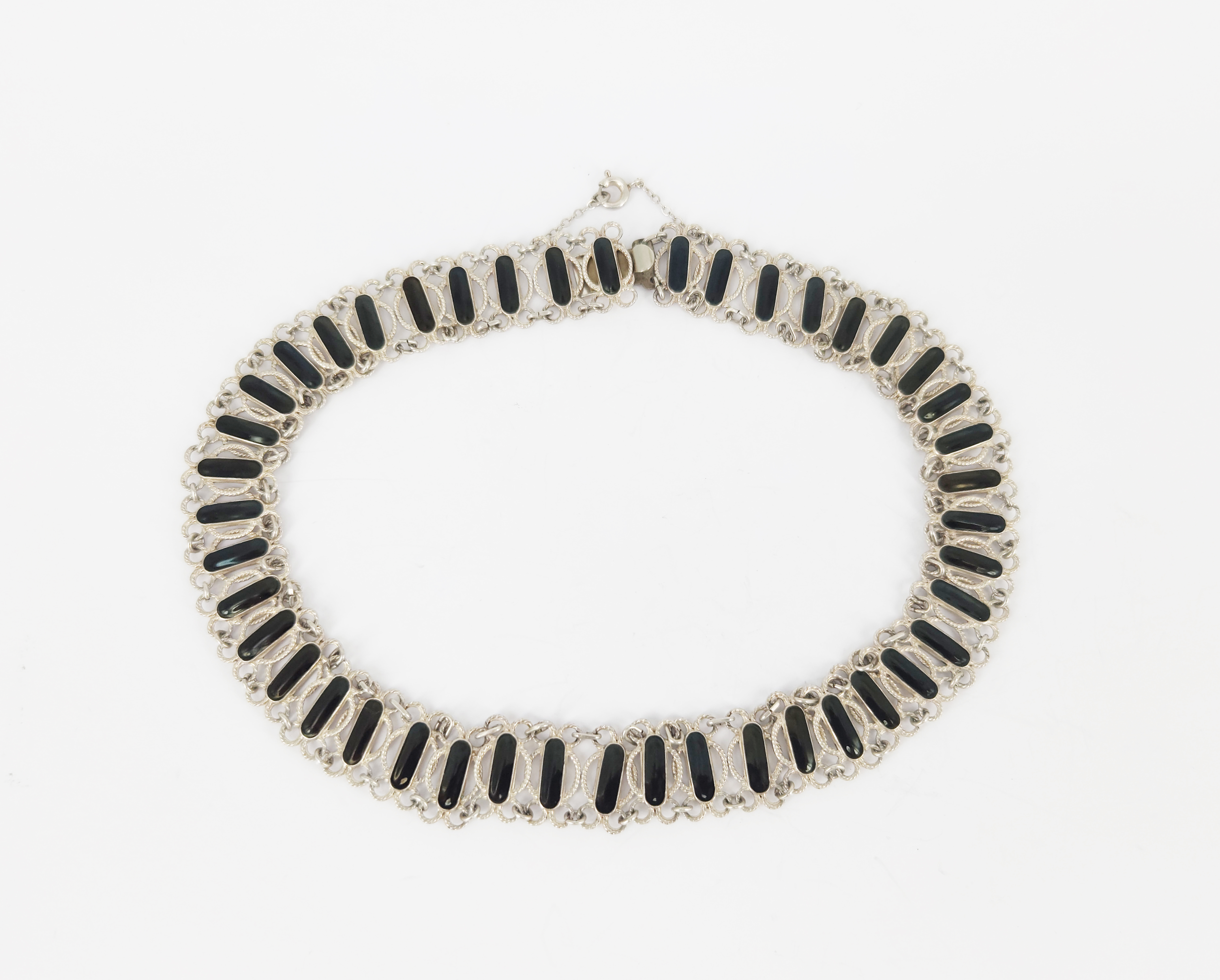 An Arne Nordlie Norway Silver And Onyx Necklace