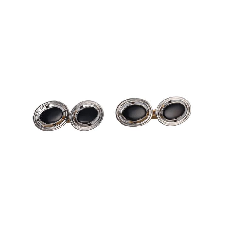 Midcentury 18k Gold Onyx Cufflinks