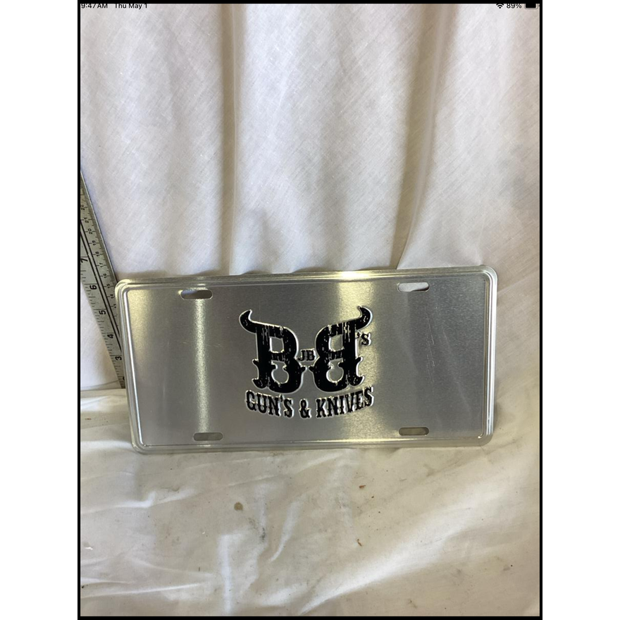 BB's Guns & Knives 12'' x 6'' License Plate