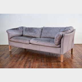 PAIR OF MOGENS HANSEN MODEL 35 GRAY LEATHER SOFAS