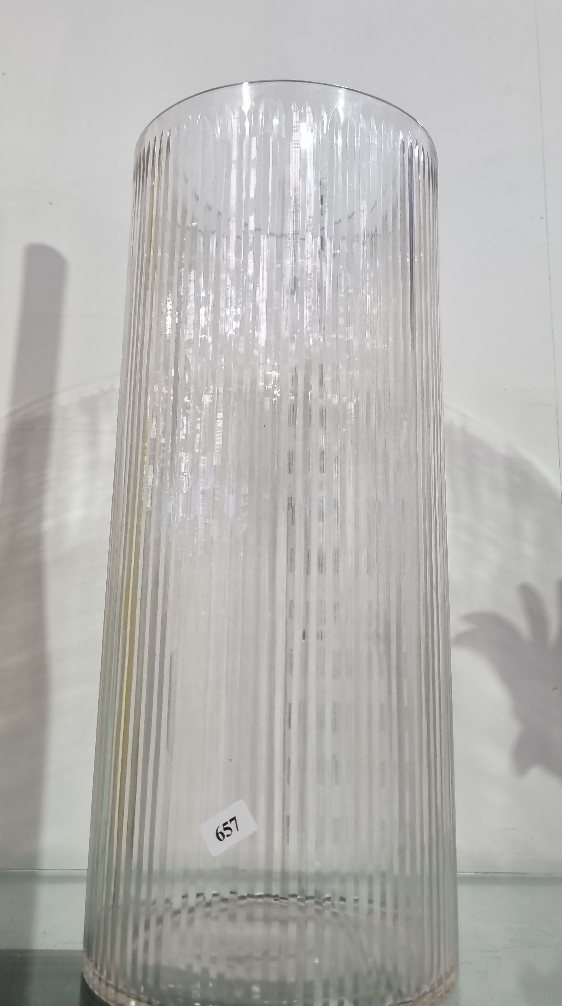657 · A TALL CYLINDRICAL CRYSTAL VASE
