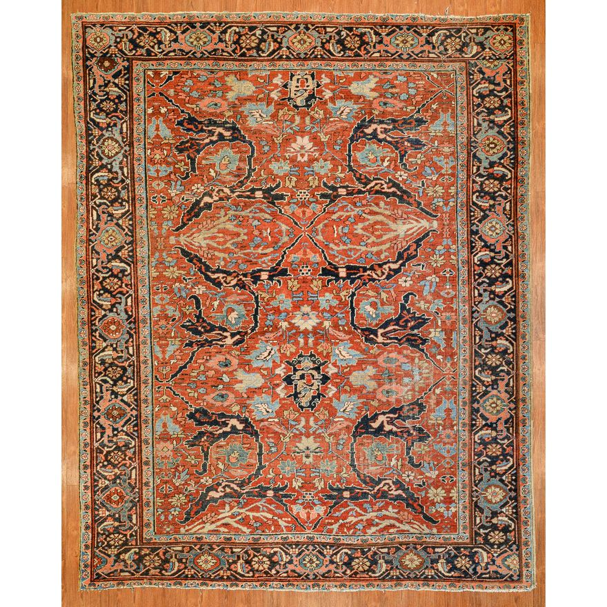 Antique Heriz Carpet, Persia, 9.1 x 11.6