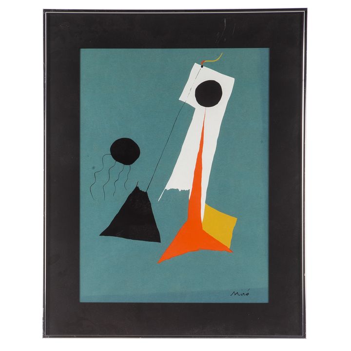 After Joan Miro. Abstract in Green, Lithograph