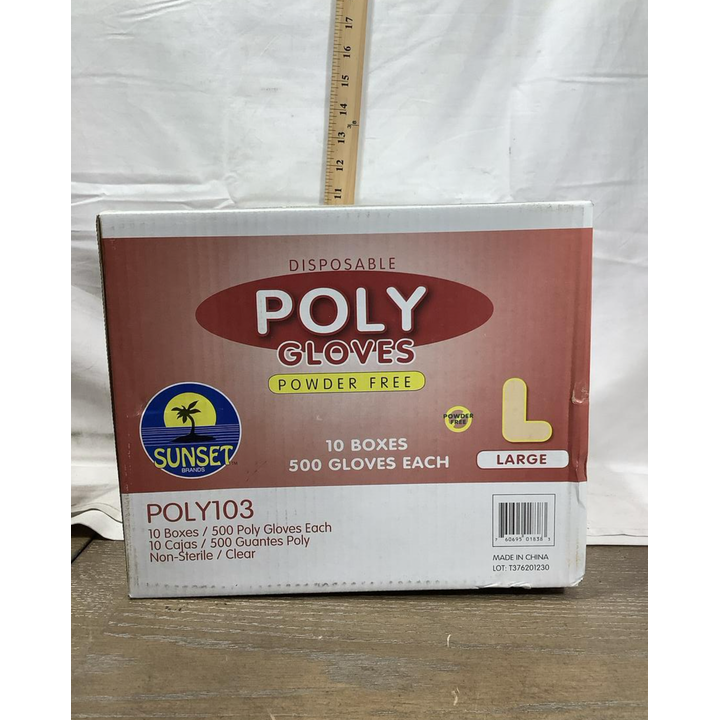 (10) 500ct Boxes Of Sunset Disposable Poly102 Gloves Powder Free Size Large