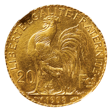 PCGS MS65』フランス第三共和政マリアンヌ20フラン金貨(1914年)ngc 