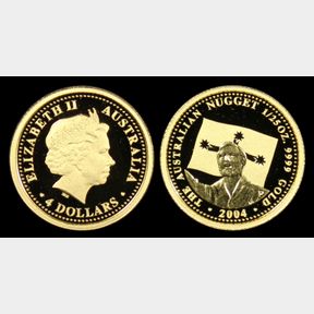 AUSTRALIA 4 Dollars 2004, 1/25th oz Gold Nugget Issue, McQuarie Mint, Eureka Sto…