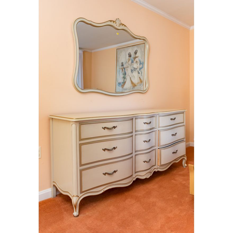 3 pieces Louis XVI style painted wood furniture