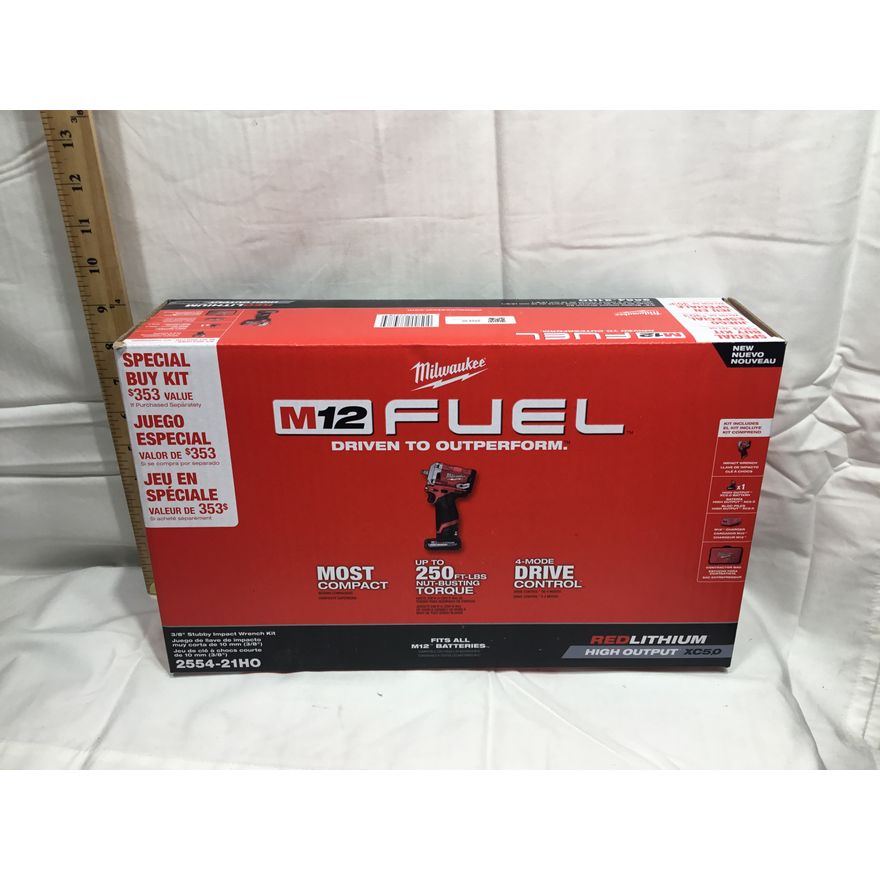 Milwaukee M12 Fuel 3/8" Stubby Impact Wrench Kit Red Lithium High Output