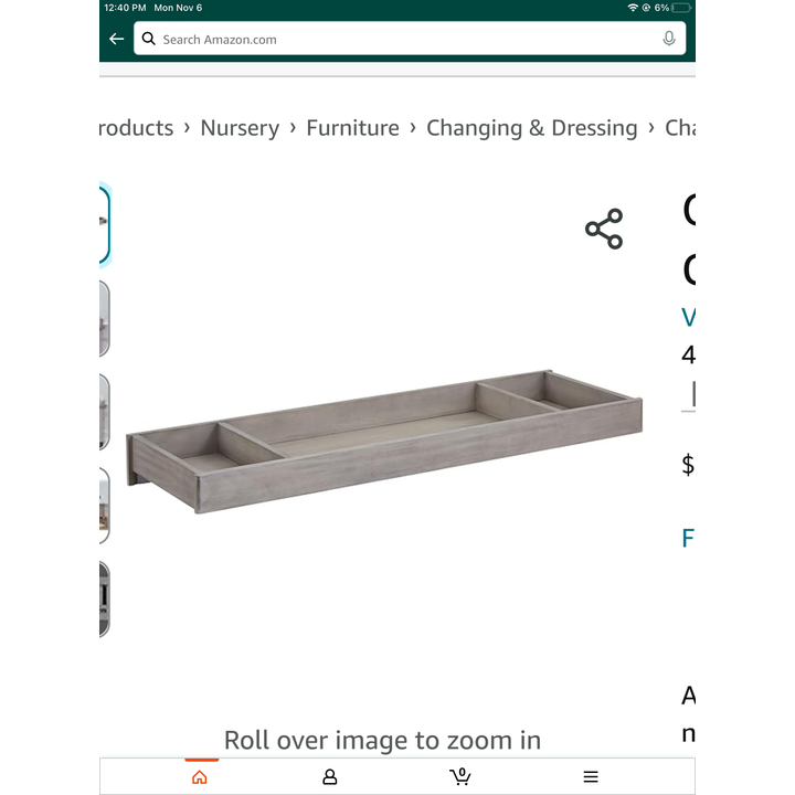 Oxford Baby Changing Topper, Stone Wash, 54x1 x5.38 in