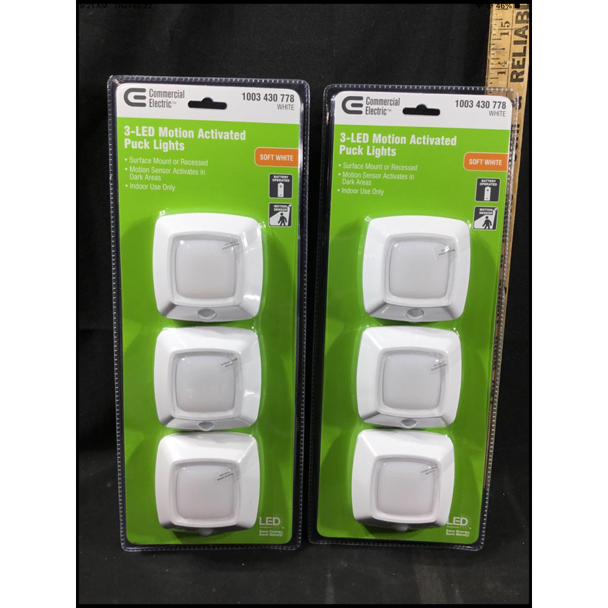 BUYING (2) Commercial Electric 3-LED Motion Activated Puck Lights 3pk