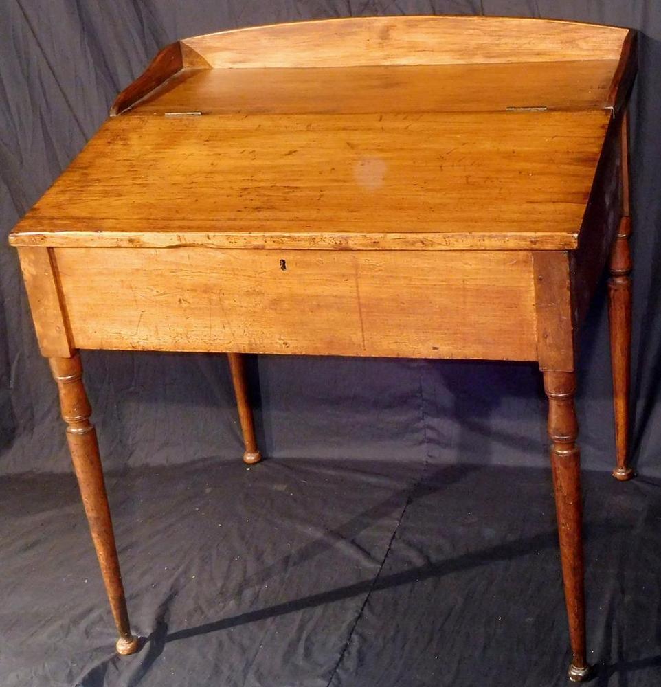Antique Early 1800 S Primitive Maple Slant Lift Top Writing Desk W