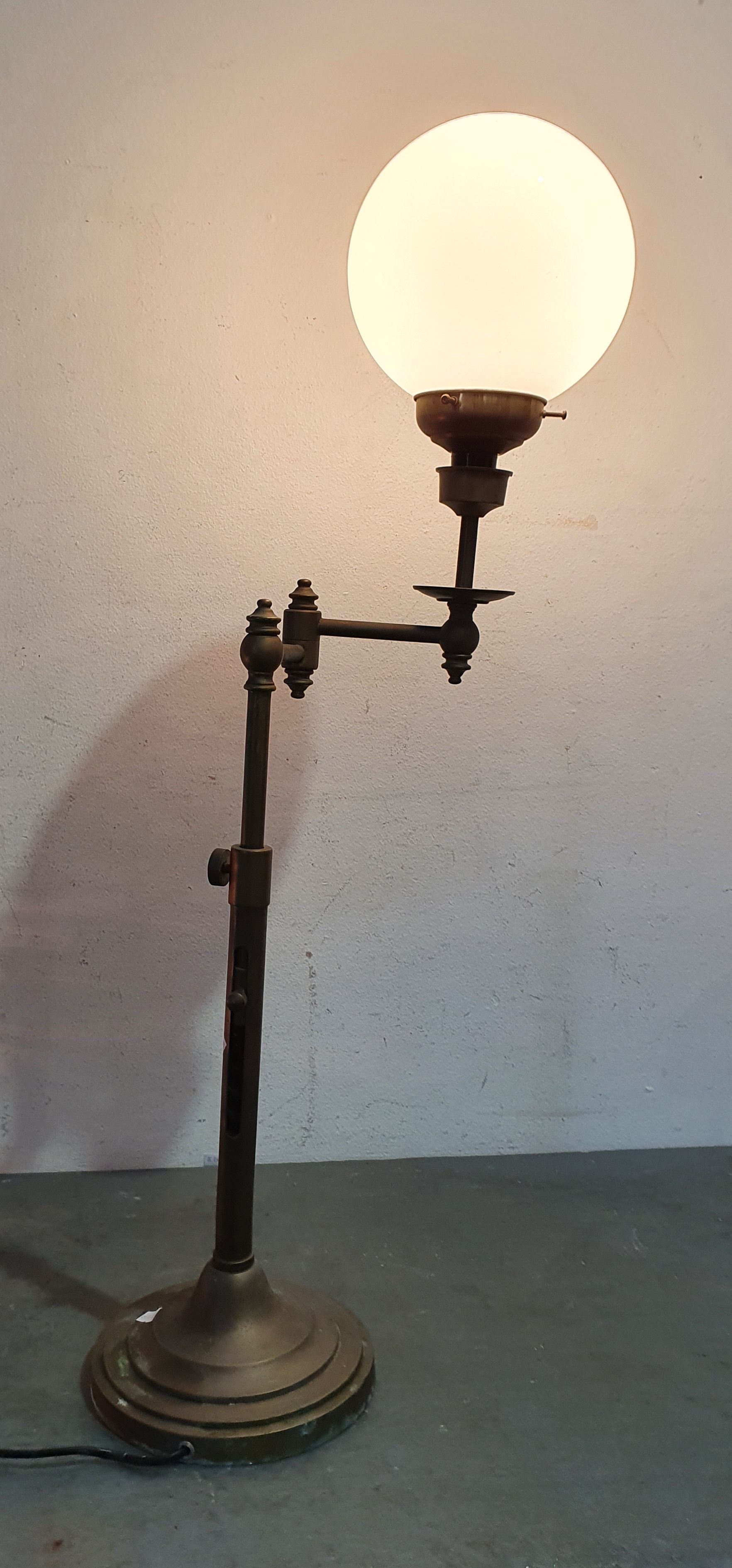 A Working Brass And Glass Table Lamp