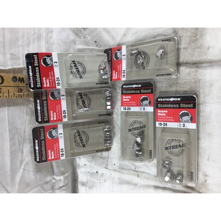 (Buying 6) 3 Pack Weathermax Hillman Stainless Steel Acorn Nuts 10-24