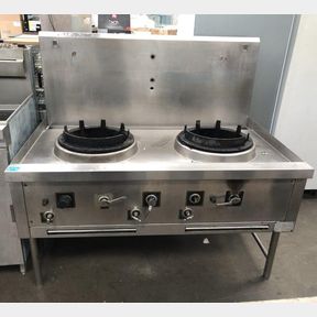 COMMERCIAL STAINLESS STEEL 2 BURNER WOK WORKBENCH - NAT GAS