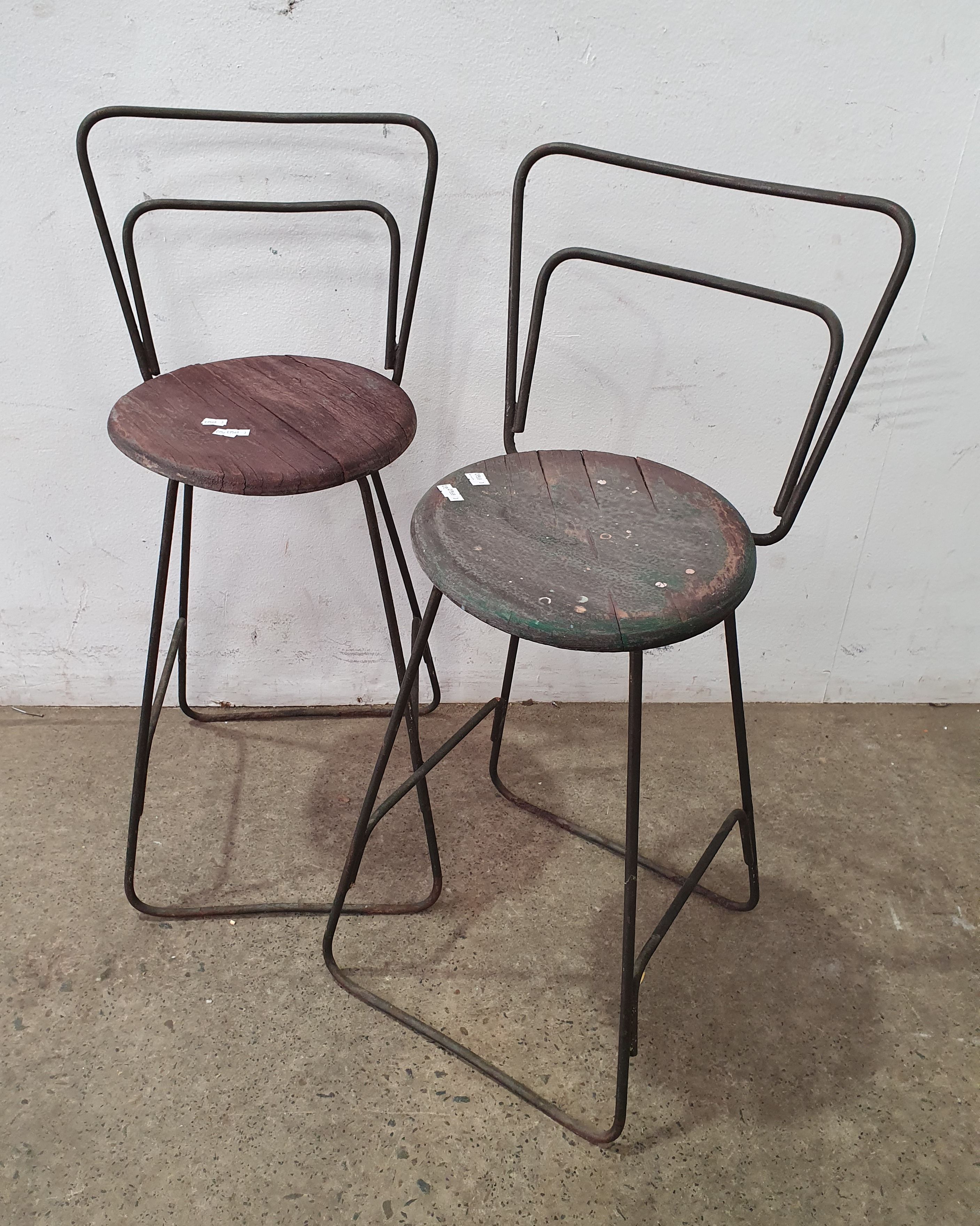 A Pair Of 1970'S Timber Stools
