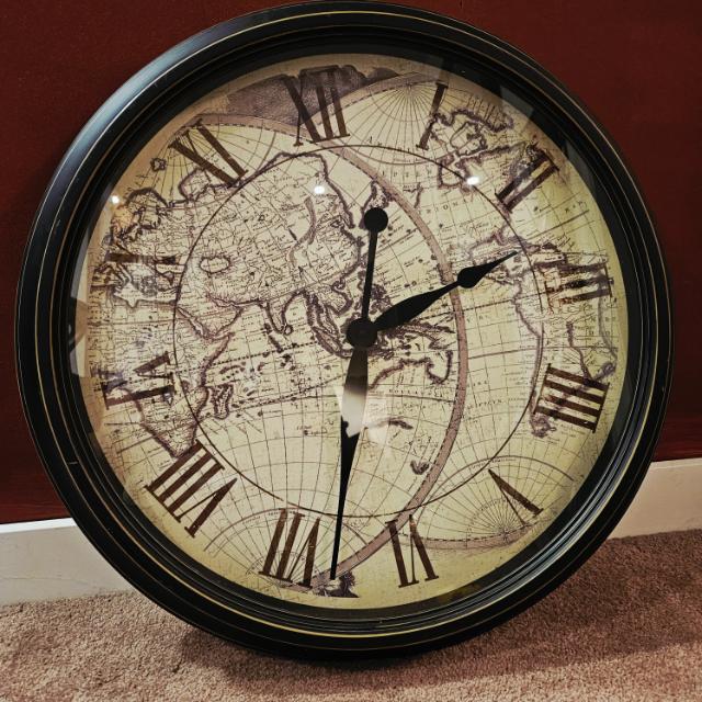 LARGE MAP WALL CLOCK | Estate Sales Niagara