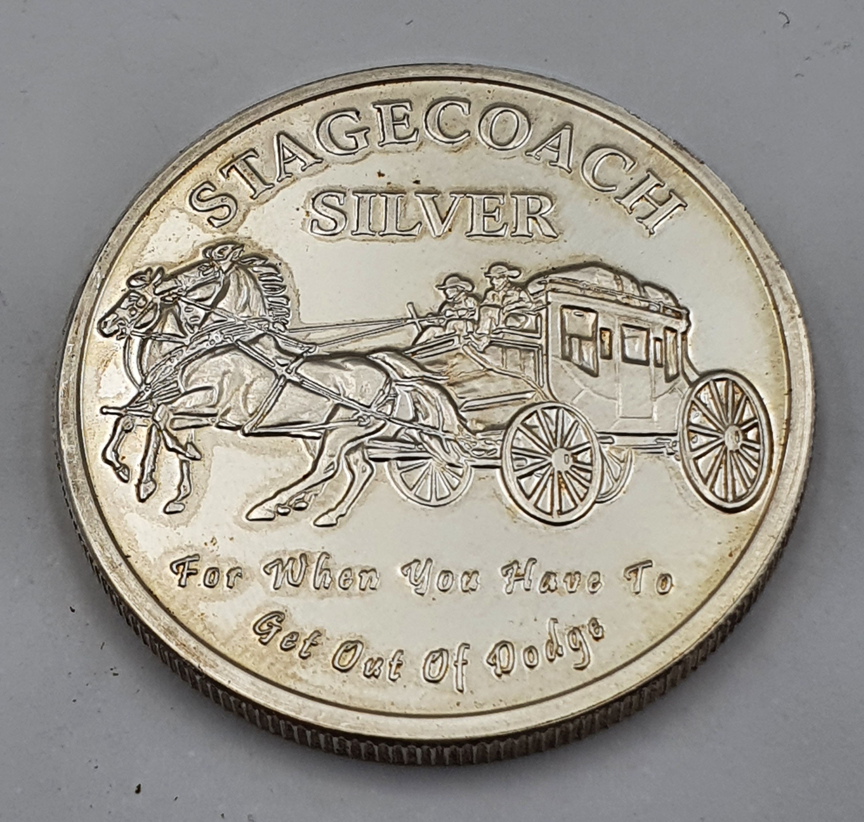 A STAGE COACH 999 BULLION SILVER 1oz COIN