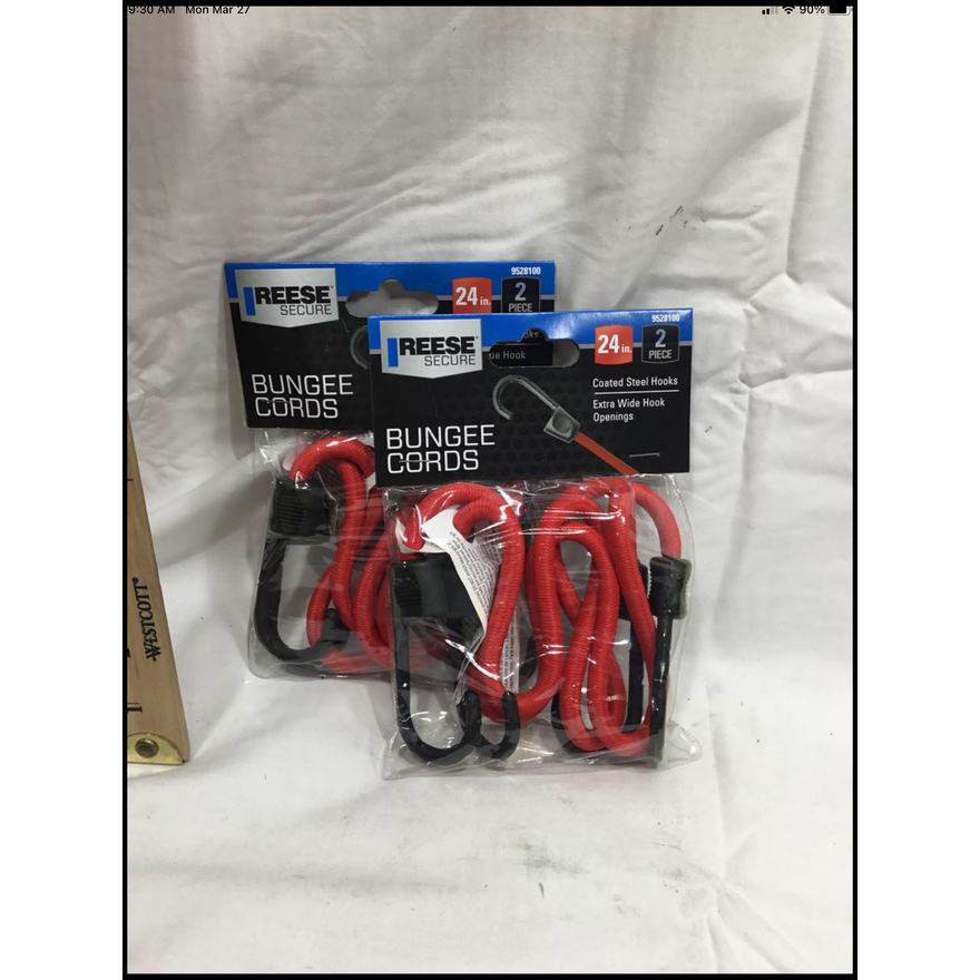 Buying (2) 2pc Reese Secure 24" Bungee Cord Coated Steel Hooks Extra Wide Hook Openings