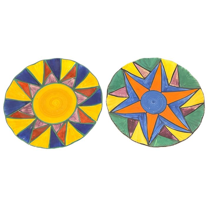 Two CLARICE CLIFF Bizarre Ware Pottery Plates