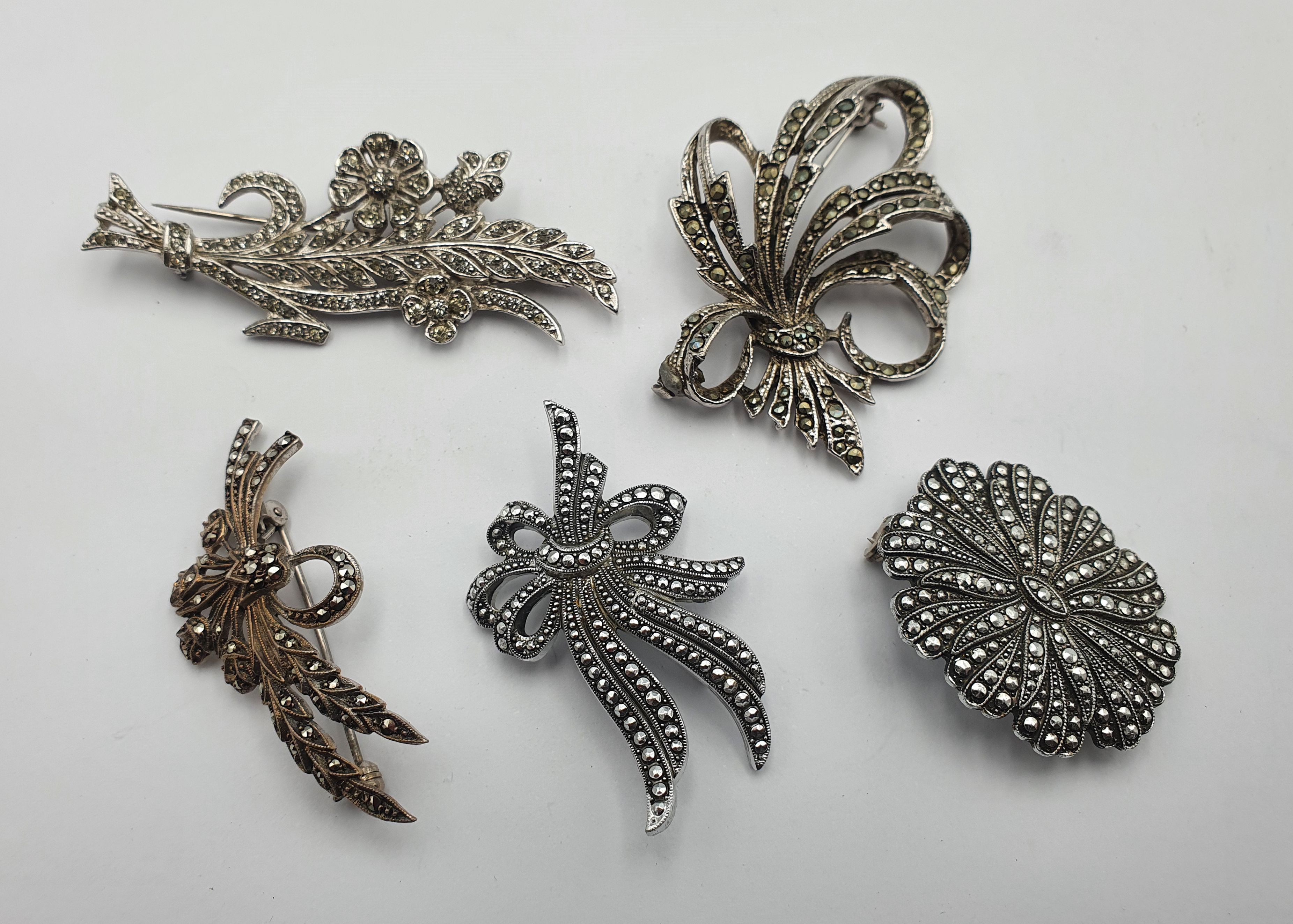 316 · FIVE MARCASITE BROOCHES