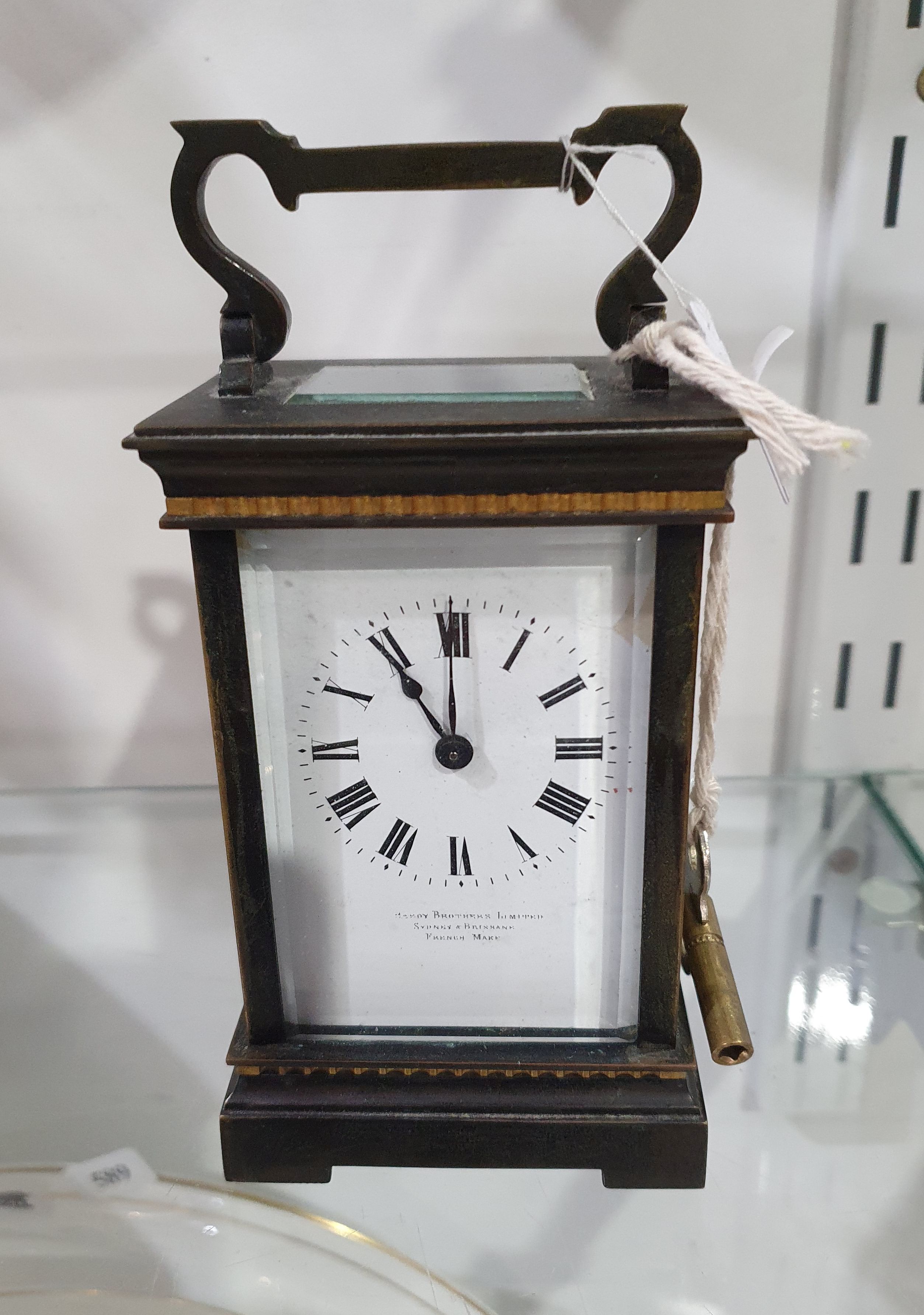 A LATE 19TH/EARLY 20TH CENTURY FRENCH BRASS CARRIAGE CLOCK