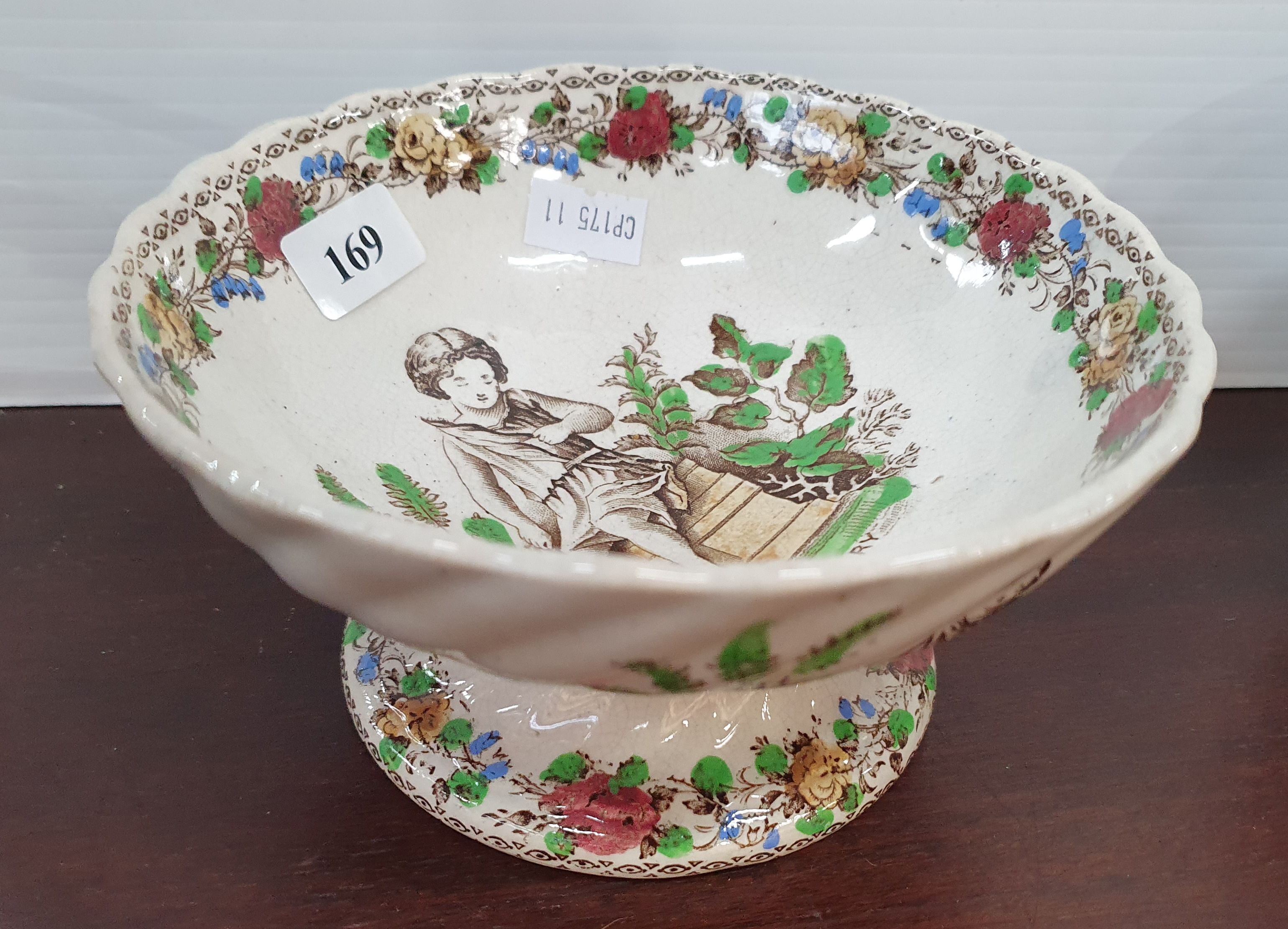 189 · AN ENGLISH TRANSFER WARE SMALL COMPORT 'JANUARY'